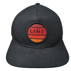 Line Snapback Trucker Hat Black One Size Adjustable Mesh Back Embroidered Wool